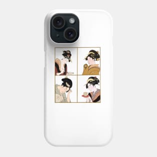 4 beauties from Japanese woodblock paintings Phone Case