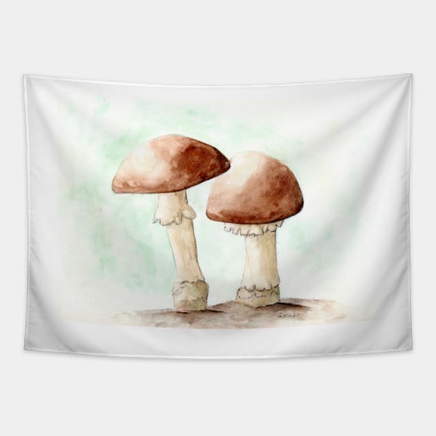 Mushrooms, watercolor painting Tapestry by Kunst und Kreatives