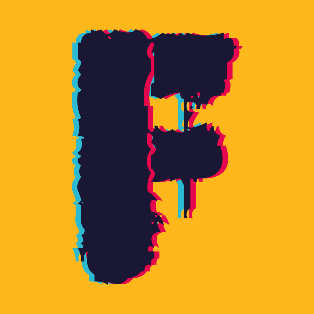 Glitch letter F, distorted letter F by Letter T-shirt
