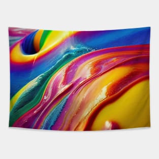 Liquid Colors Flowing Infinitely - Heavy Texture Swirling Thick Wet Paint - Abstract Inspirational Rainbow Drips Tapestry