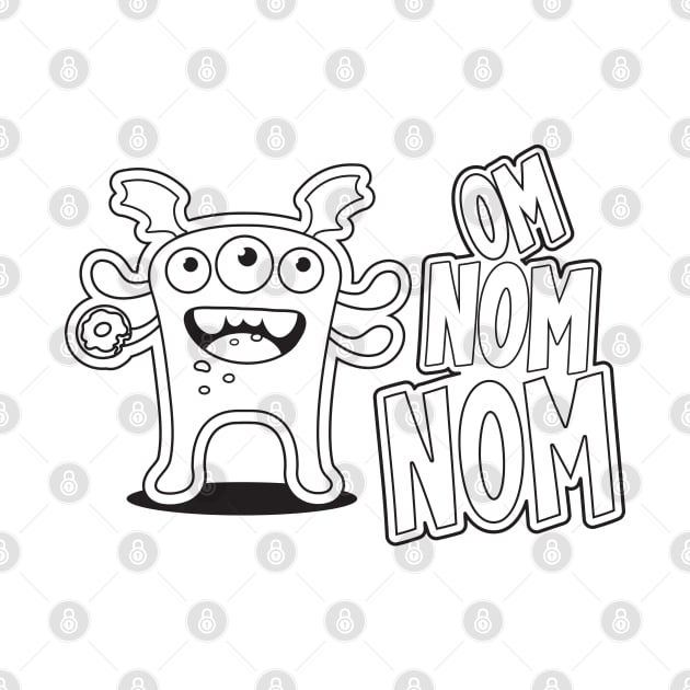 Om Nom Nom! Black & White by Green Bean Design