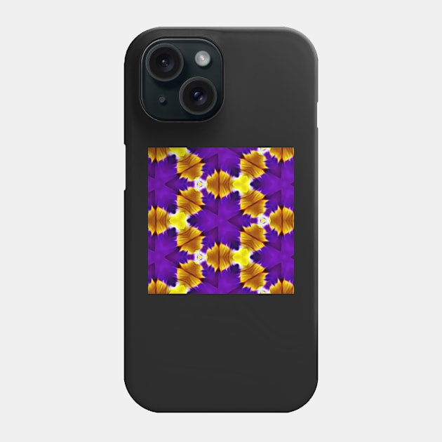 Royal Purple Violet Primrose With Gold Pattern 3 Phone Case by BubbleMench