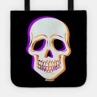 3D Glitch Skull (Orange and Purple Version) Tote