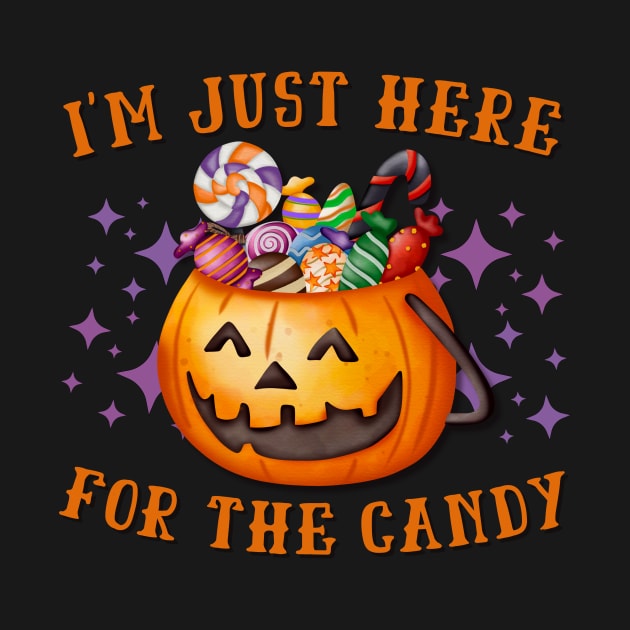 I'm Just Here For The Candy Funny Lazy Halloween Costume by K.C Designs