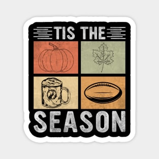 Tis The Season Pumpkin Leaf Latte Fall Thanksgiving Football Magnet