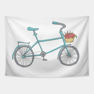 Blue Bicycle with flowers Tapestry