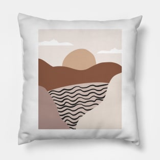 Boho Abstract Artl Landscape Sunset Mountains Design Pillow