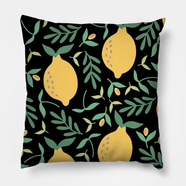 Lemon Pattern Pillow by HuntersDesignsShop