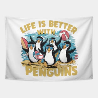 live is better with penguins Tapestry