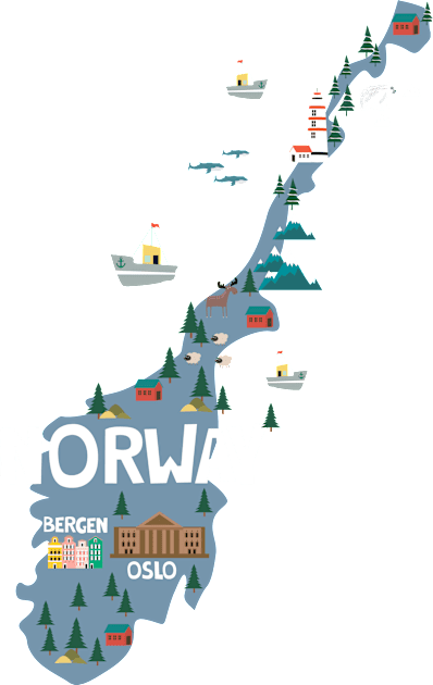 Norway Illustrated Map Kids T-Shirt by JunkyDotCom