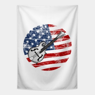 Mandolin USA Flag Mandolinist Folk Musician 4th July Tapestry