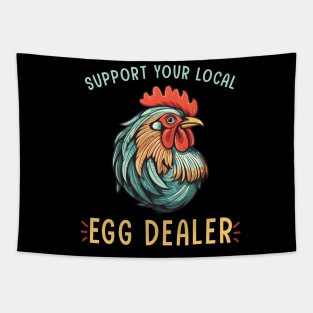 Retro Local Egg Dealer Support Local Egg Chicken Raiser Tapestry