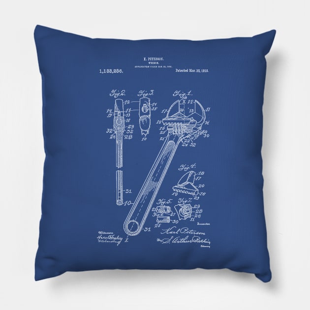 Adjustable Wrench Patent Blueprint Peterson Pillow by Rebus28