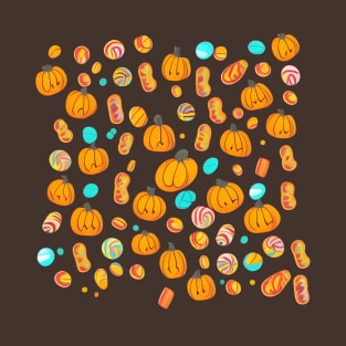 Pumpkin and Candy Pattern T-Shirt