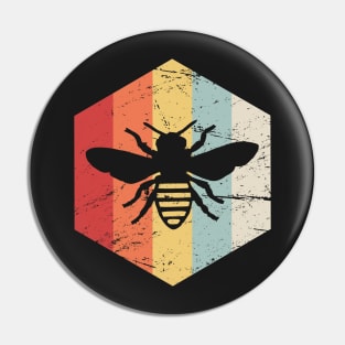 Retro 70s Beekeeper Bee Hexagon Pin