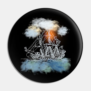 Sailing Ship with Orange Sun Pin