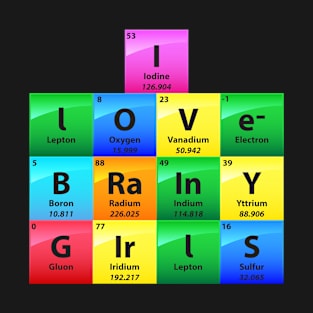 I Love Brainy Girls Periodic Table Of Elements T-Shirt