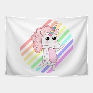 dabbing unicorn rainbow Tapestry