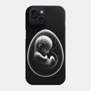 Monochromatic Black And White Embryo Outline Phone Case