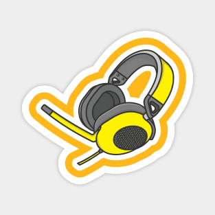 Communication Headphone Device Sticker vector illustration. technology object icon concept. Customer service or gamer headphone with microphone sticker design logo with shadow. Magnet