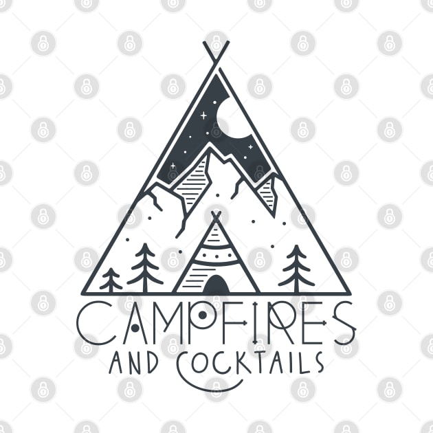 Campfires and Cocktails Bonfire Camping Men Women Campfire by Vixel Art