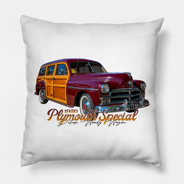 1950 Plymouth Special Deluxe Woody Wagon Pillow by Gestalt Imagery