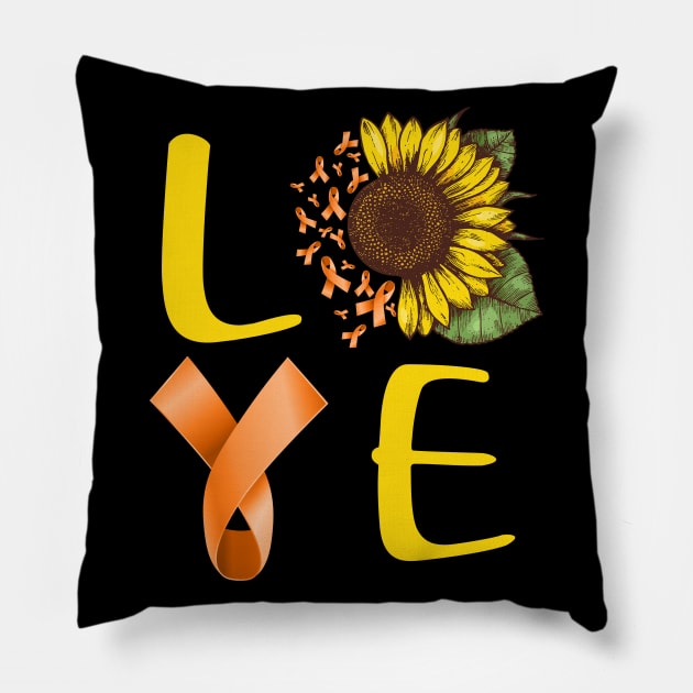 love leukemia sunflower Pillow by TeesCircle