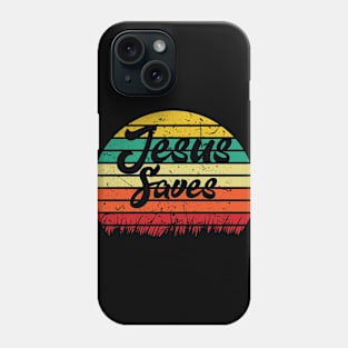 Jesus Saves, Retro Sunset, Christian Gift, Vintage, Sunset Phone Case