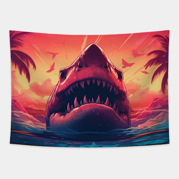 Summer Shark Attack Tapestry by Nightarcade