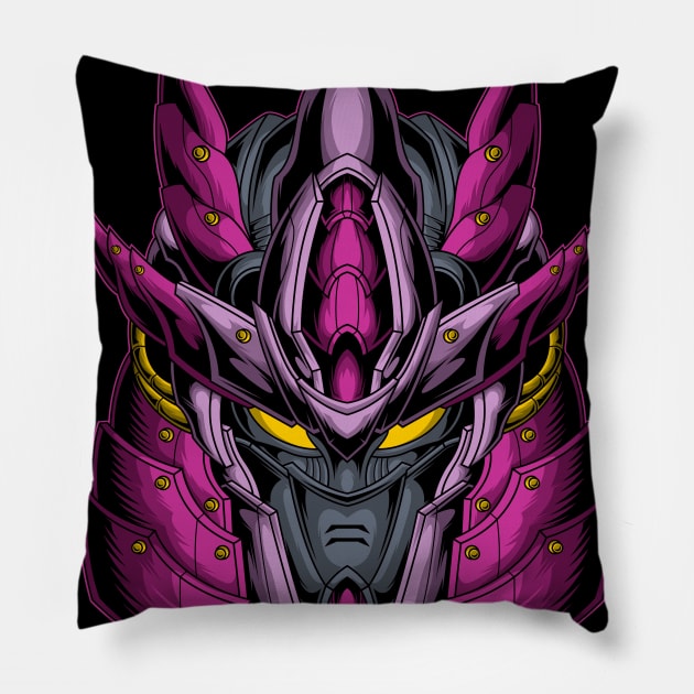 samurai robot helmet Pillow by sugiartoss_