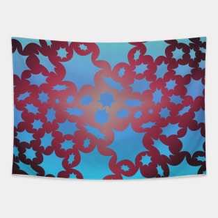 Blue stars on red gradient background Tapestry