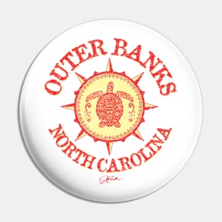 Outer Banks, North Carolina, Sea Turtle on Wind Rose Pin