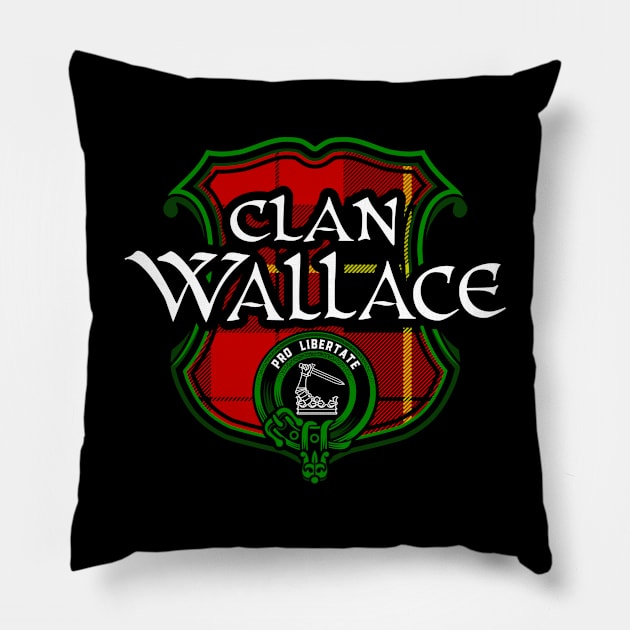 Clan Wallace Surname Scottish Clan Tartan Crest Badge Pillow by Celtic Folk