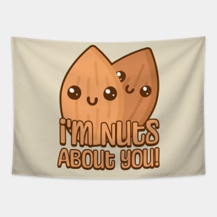 I'm Nuts About You. Cute Almond Cartoon Tapestry