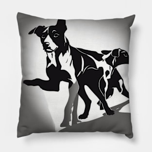 Puppies Shadow Silhouette Anime Style Collection No. 79 Pillow