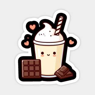 Kawaii Vanilla Milkshake with Chocolate Bars and Hearts | Kawaii Food Lovers Magnet