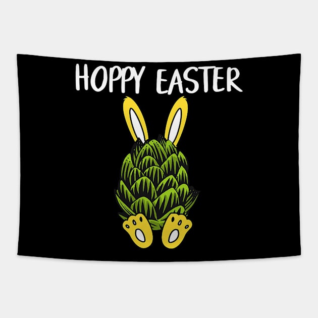 Hoppy Easter Beer Hops Bunny Rabbit Funny Cheerful Greeting Tapestry by omorihisoka