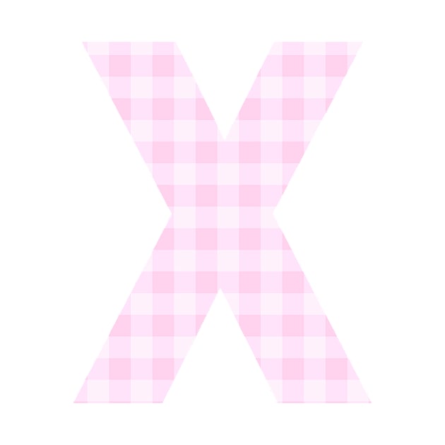 Pink Letter X in Plaid Pattern Background. by BloomingDiaries