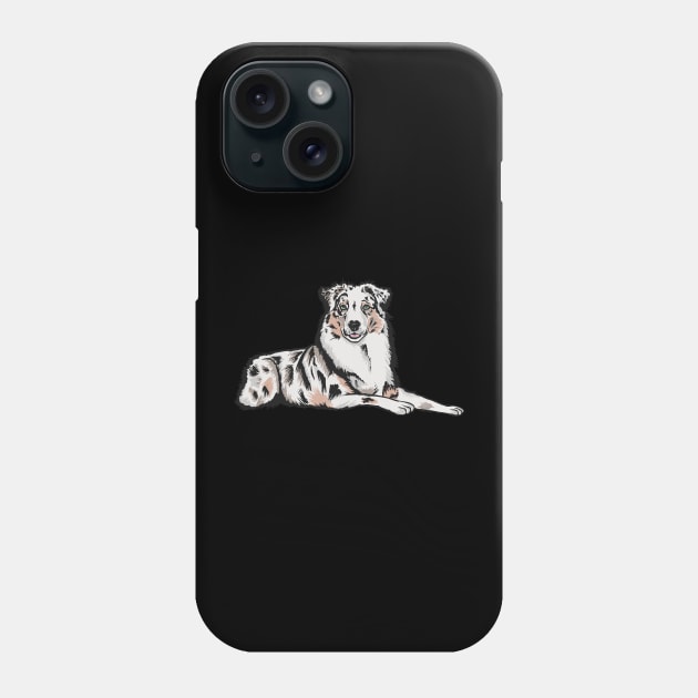 Australian Shepherd Laying Down Phone Case by MimicGaming