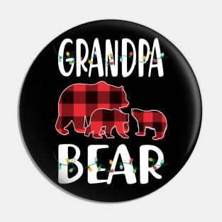 Grandpa Bear Red Plaid Christmas Pajama Matching Family Gift Pin