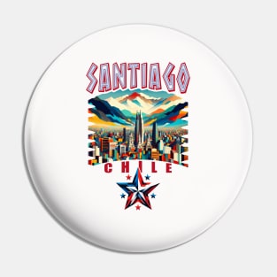 Santiago Chile Artistic Cityscape Skyline Pin