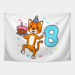 I am 8 with tiger - boy birthday 8 years old Tapestry