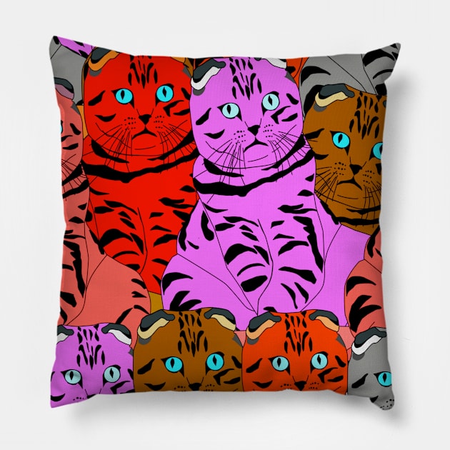 Funny Multicolor Cats Pillow by DulceDulce