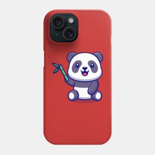 Cute Panda With Bamboo Cartoon Vector Icon Illustration (2) Phone Case