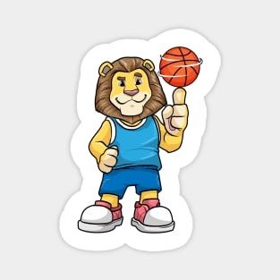 Lion as basketball player with a basketball Magnet