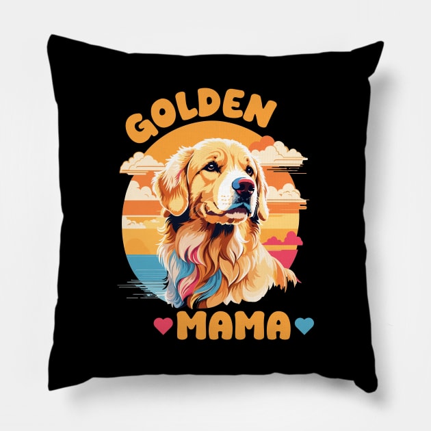 Golden Retriever Love - Golden Mama Pillow by eighttwentythreetees