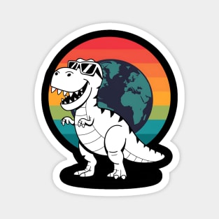 Kids Earth Riding Trex Sunset Dinosaur Boys Kids Magnet