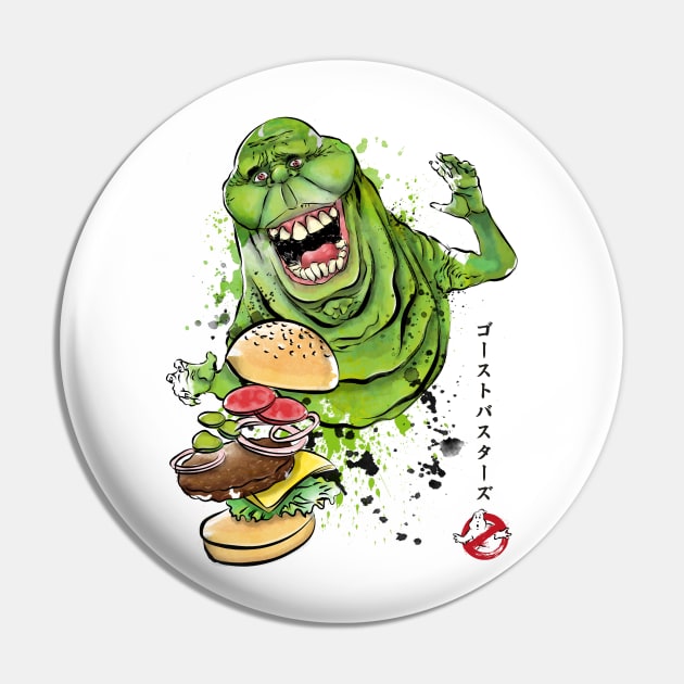 Slimer sumi-e Pin by DrMonekers