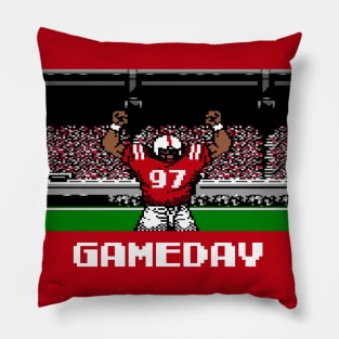 Red and White Football Gameday Retro 8 Bit Linebacker Pillow