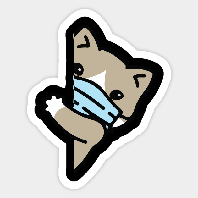 Black Cat Face Mask - Cat Pew Pew Masks - Sticker